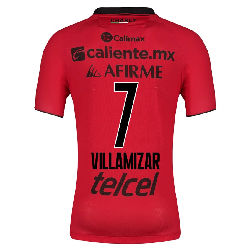 Męski Paola Villamizar #7 Czerwony Domowa Koszulka 2023/24 Koszulki Klubowe