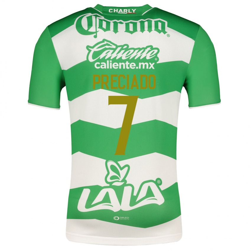 Męski Harold Preciado #7 Zielony Domowa Koszulka 2023/24 Koszulki Klubowe