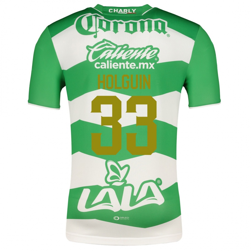 Męski Héctor Holguín #33 Zielony Domowa Koszulka 2023/24 Koszulki Klubowe