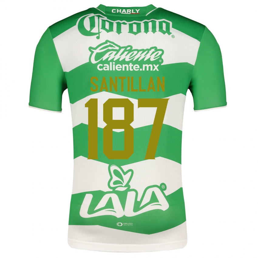 Męski Emilio Santillán #187 Zielony Domowa Koszulka 2023/24 Koszulki Klubowe