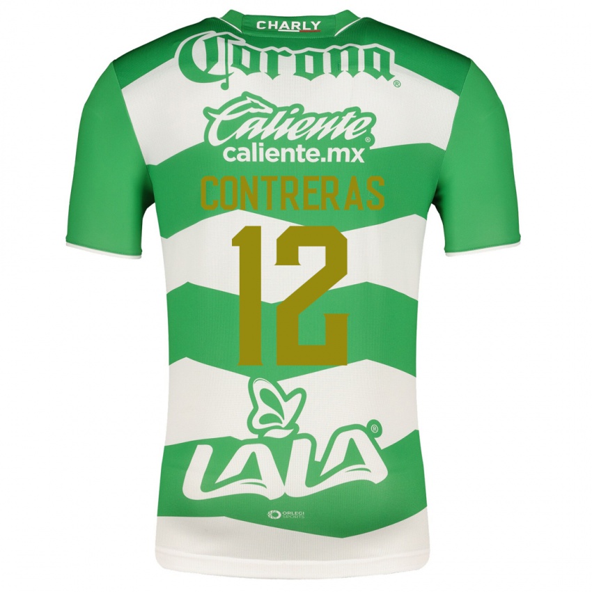 Męski Karol Contreras #12 Zielony Domowa Koszulka 2023/24 Koszulki Klubowe