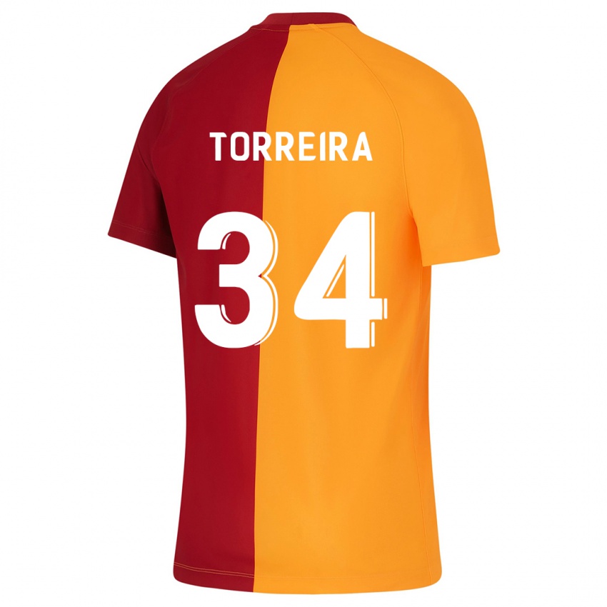 Męski Lucas Torreira #34 Pomarańczowy Domowa Koszulka 2023/24 Koszulki Klubowe