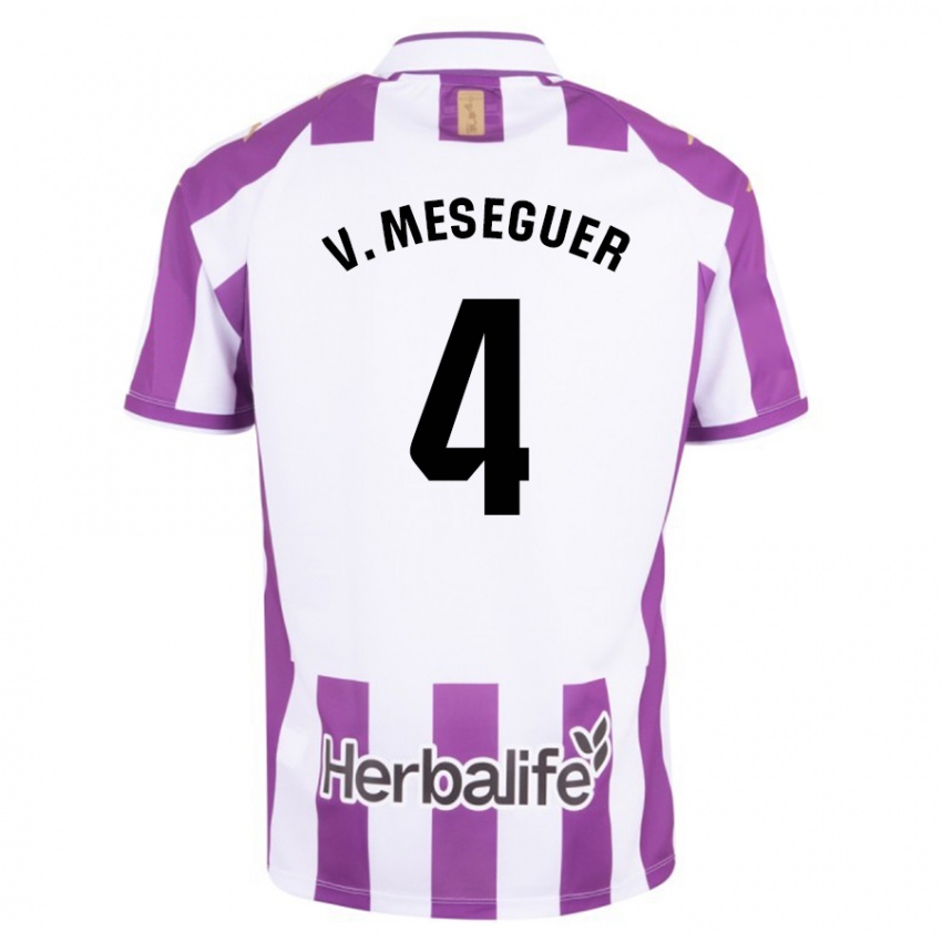 Męski Víctor Meseguer #4 Purpurowy Domowa Koszulka 2023/24 Koszulki Klubowe