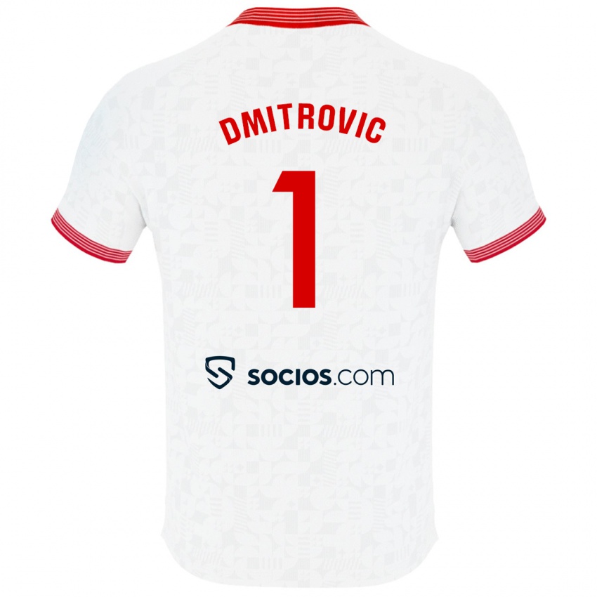 Męski Marko Dmitrovic #1 Biały Domowa Koszulka 2023/24 Koszulki Klubowe