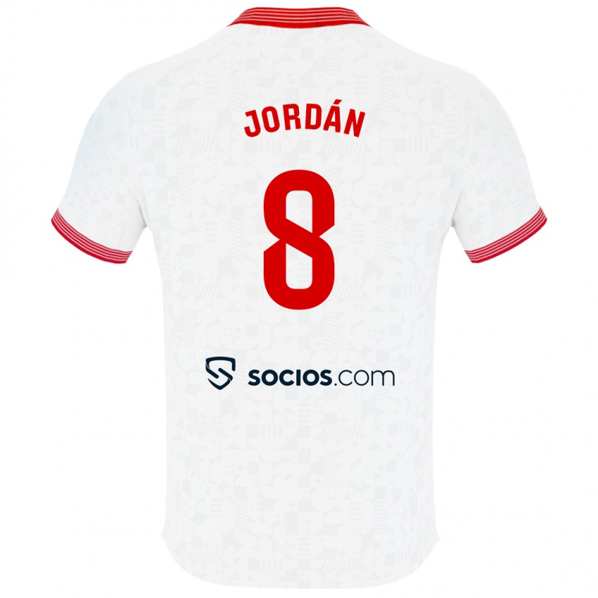 Męski Joan Jordán #8 Biały Domowa Koszulka 2023/24 Koszulki Klubowe