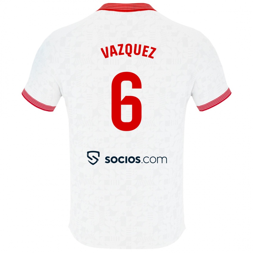 Męski Manolo Vazquez #6 Biały Domowa Koszulka 2023/24 Koszulki Klubowe