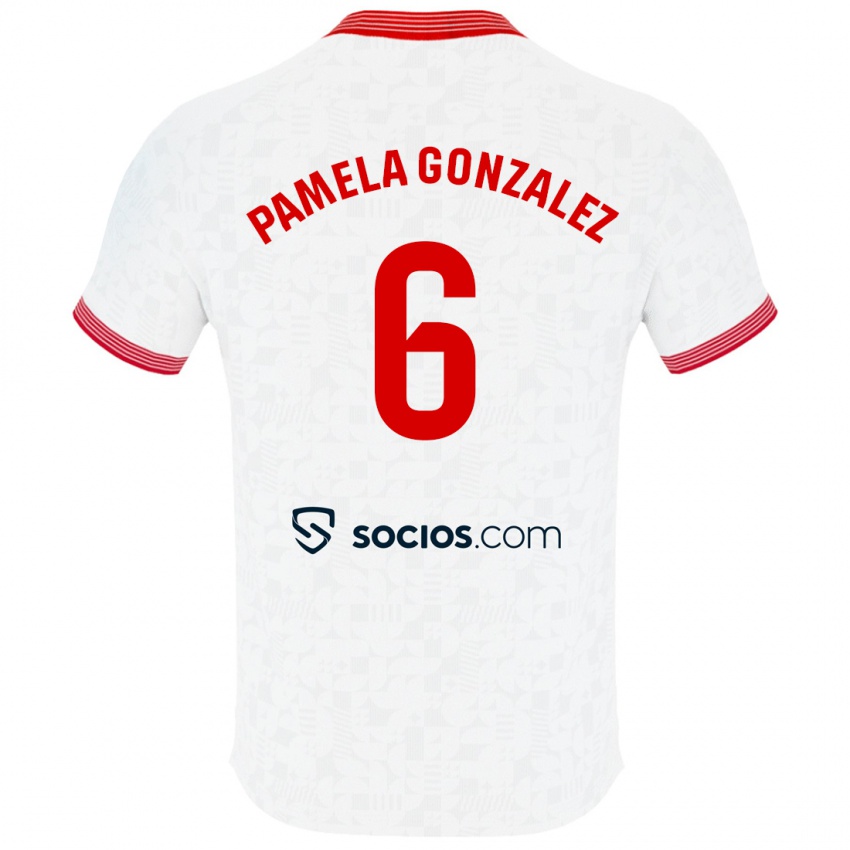 Męski Cinthia Pamela González Medina #6 Biały Domowa Koszulka 2023/24 Koszulki Klubowe