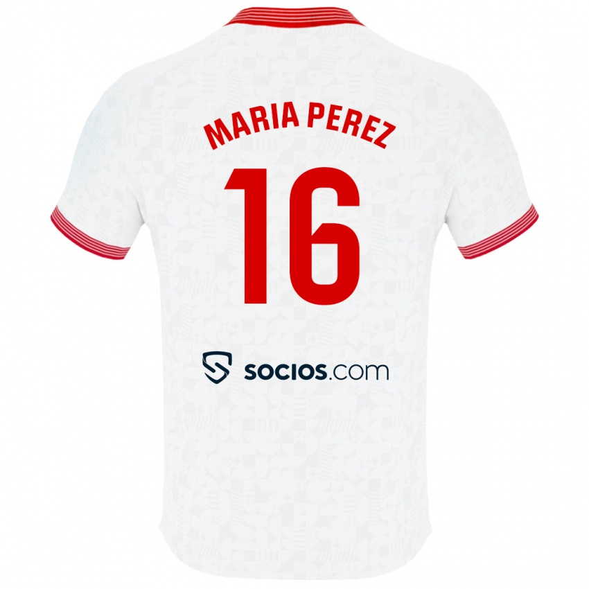 Męski María Pérez Rabaza #16 Biały Domowa Koszulka 2023/24 Koszulki Klubowe