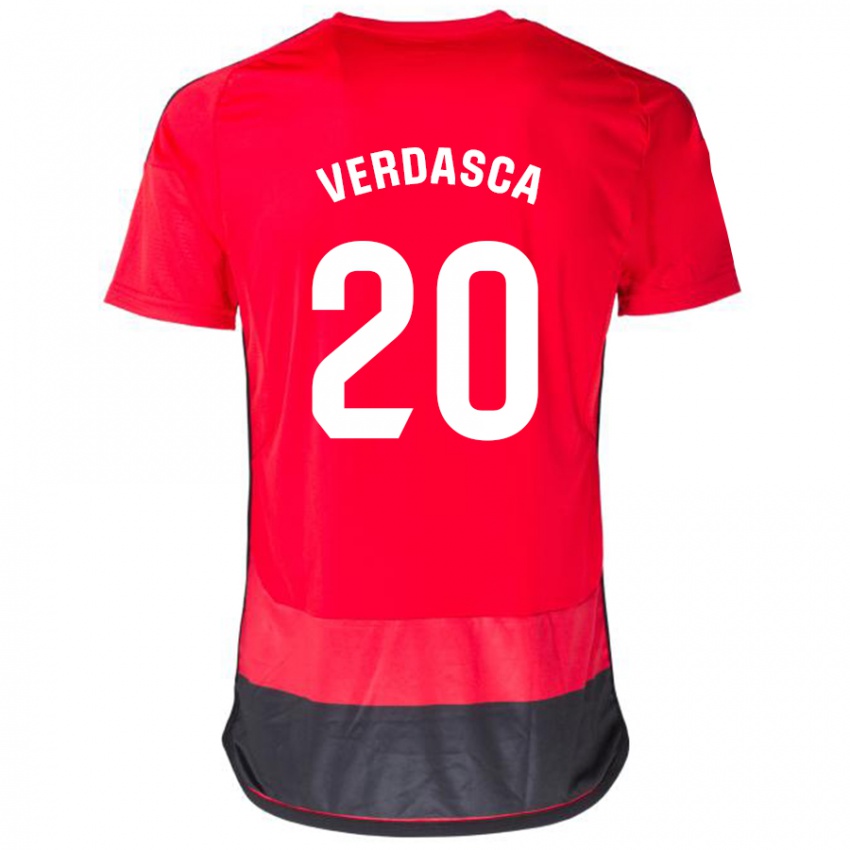 Męski Diogo Verdasca #20 Czerwony Czarny Domowa Koszulka 2023/24 Koszulki Klubowe