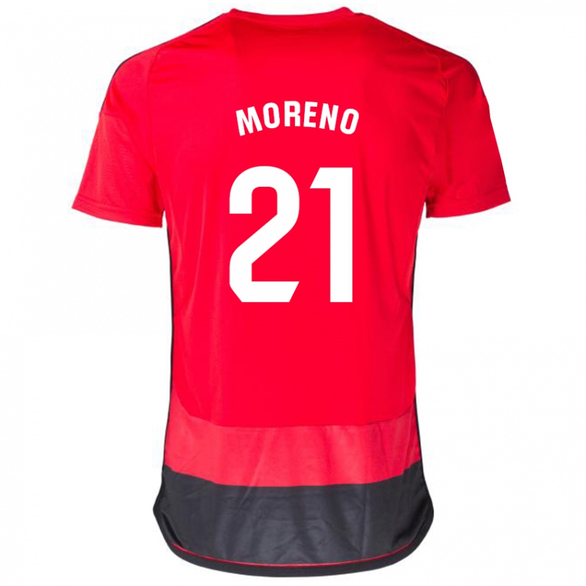 Męski Diego Moreno #21 Czerwony Czarny Domowa Koszulka 2023/24 Koszulki Klubowe