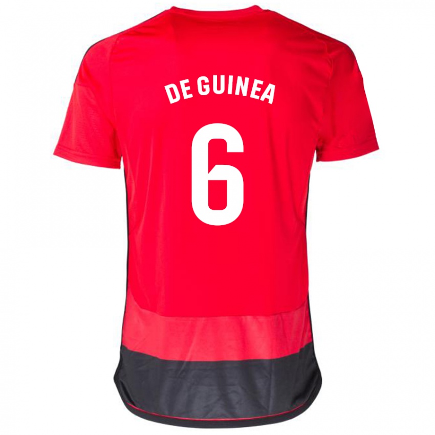 Męski Asier Ortiz De Guinea #6 Czerwony Czarny Domowa Koszulka 2023/24 Koszulki Klubowe