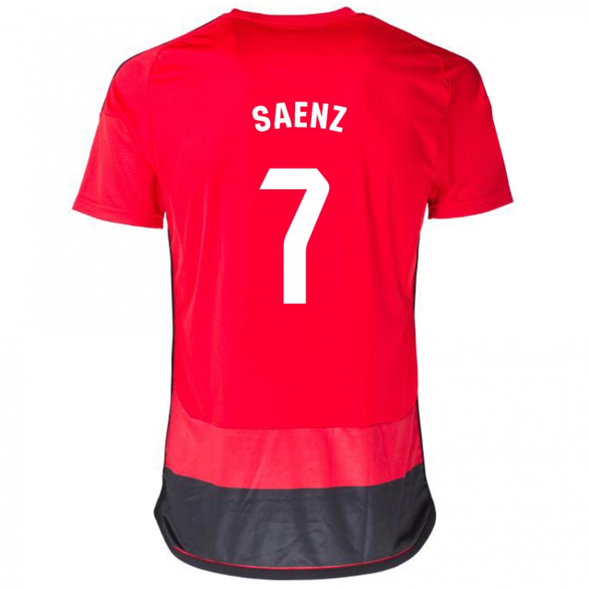 Męski Raúl Sáenz #7 Czerwony Czarny Domowa Koszulka 2023/24 Koszulki Klubowe