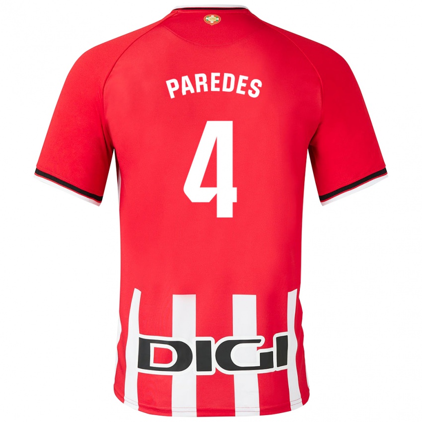 Męski Aitor Paredes #4 Czerwony Domowa Koszulka 2023/24 Koszulki Klubowe