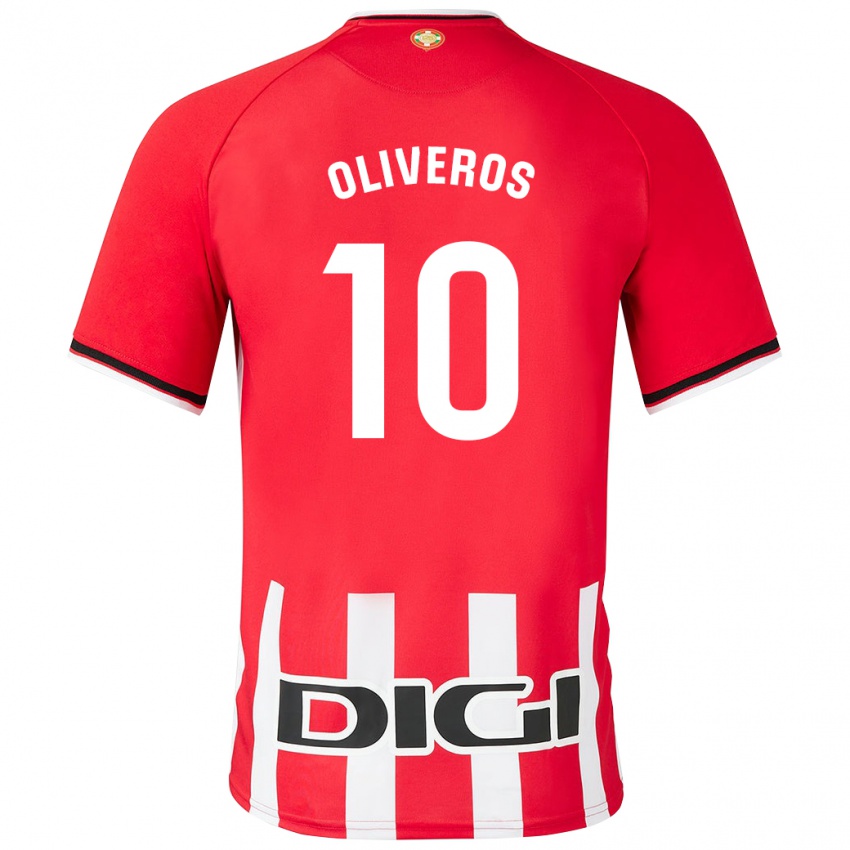 Męski Aimar Oliveros #10 Czerwony Domowa Koszulka 2023/24 Koszulki Klubowe