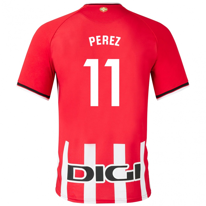 Męski Adrián Pérez #11 Czerwony Domowa Koszulka 2023/24 Koszulki Klubowe