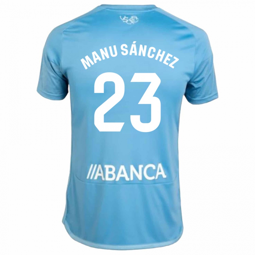 Męski Manu Sanchez #23 Niebieski Domowa Koszulka 2023/24 Koszulki Klubowe
