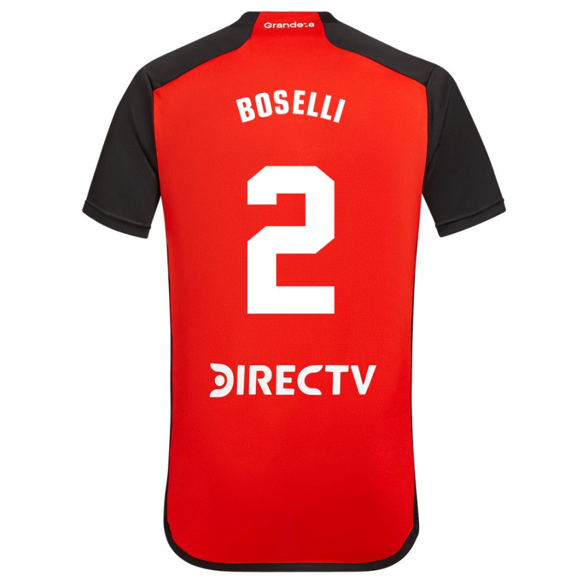 Męski Sebastián Boselli #2 Czerwony Wyjazdowa Koszulka 2023/24 Koszulki Klubowe