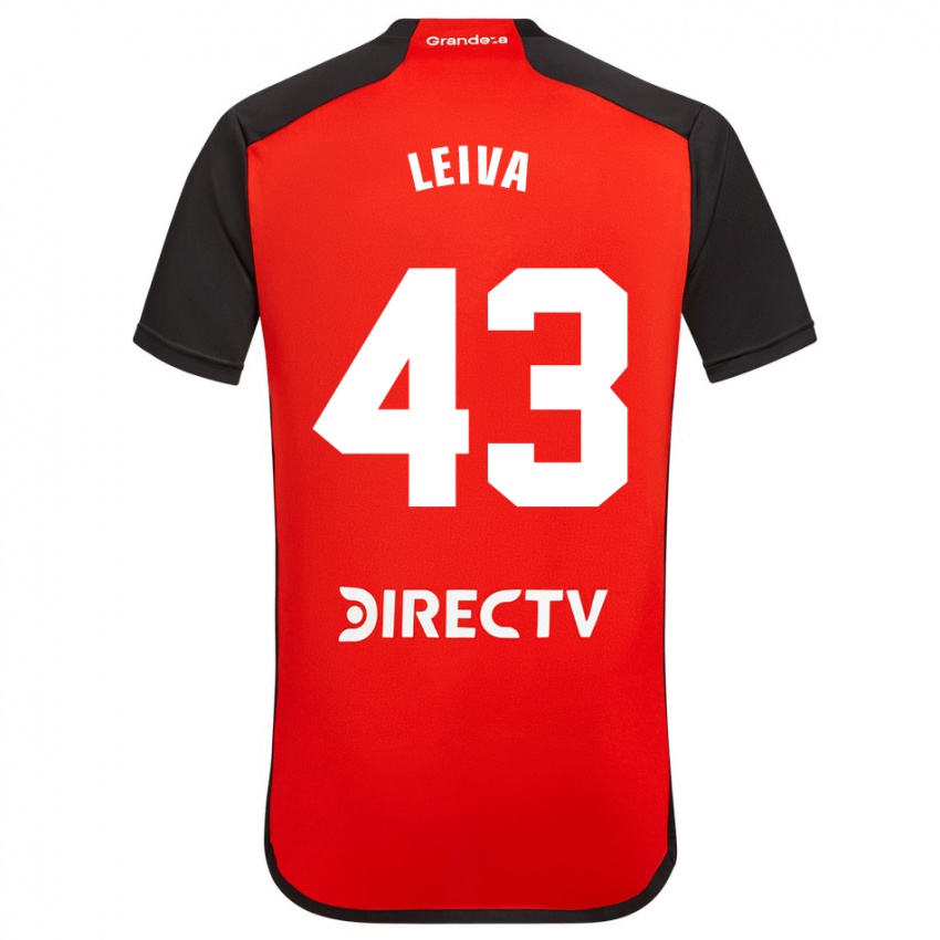 Męski Tobías Leiva #43 Czerwony Wyjazdowa Koszulka 2023/24 Koszulki Klubowe