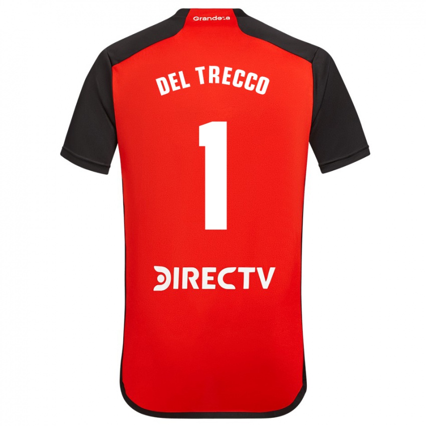 Męski Martina Del Trecco #1 Czerwony Wyjazdowa Koszulka 2023/24 Koszulki Klubowe