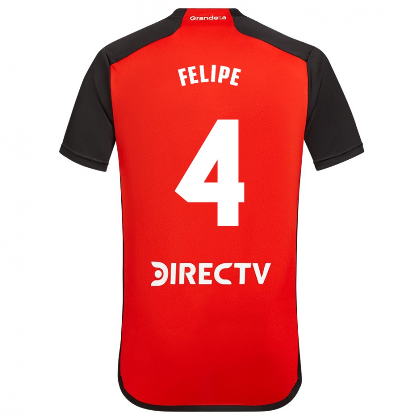 Męski Carina Felipe Silva #4 Czerwony Wyjazdowa Koszulka 2023/24 Koszulki Klubowe