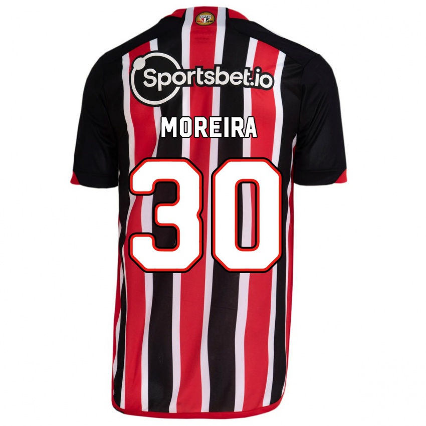 Męski João Moreira #30 Niebieski Czerwony Wyjazdowa Koszulka 2023/24 Koszulki Klubowe