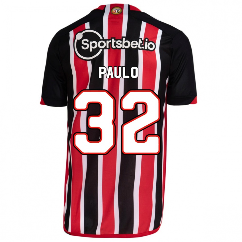 Męski Marcos Paulo #32 Niebieski Czerwony Wyjazdowa Koszulka 2023/24 Koszulki Klubowe