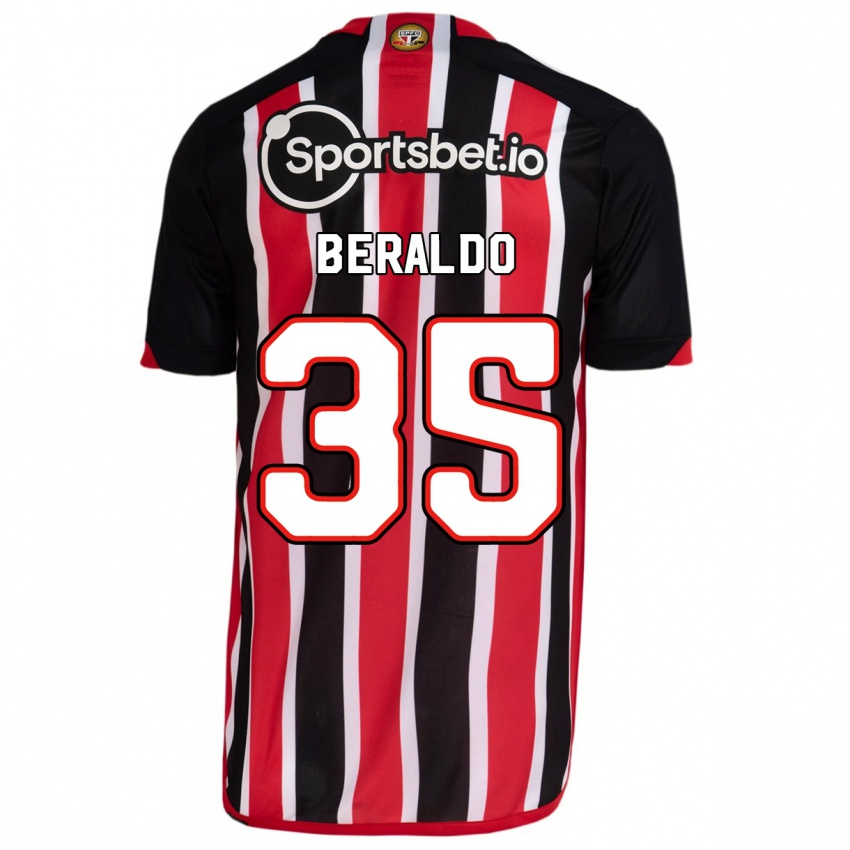 Męski Lucas Beraldo #35 Niebieski Czerwony Wyjazdowa Koszulka 2023/24 Koszulki Klubowe