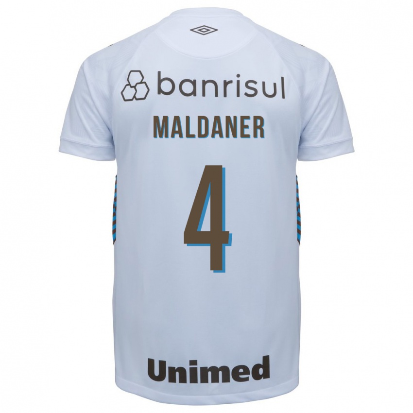 Męski Pati Maldaner #4 Biały Wyjazdowa Koszulka 2023/24 Koszulki Klubowe