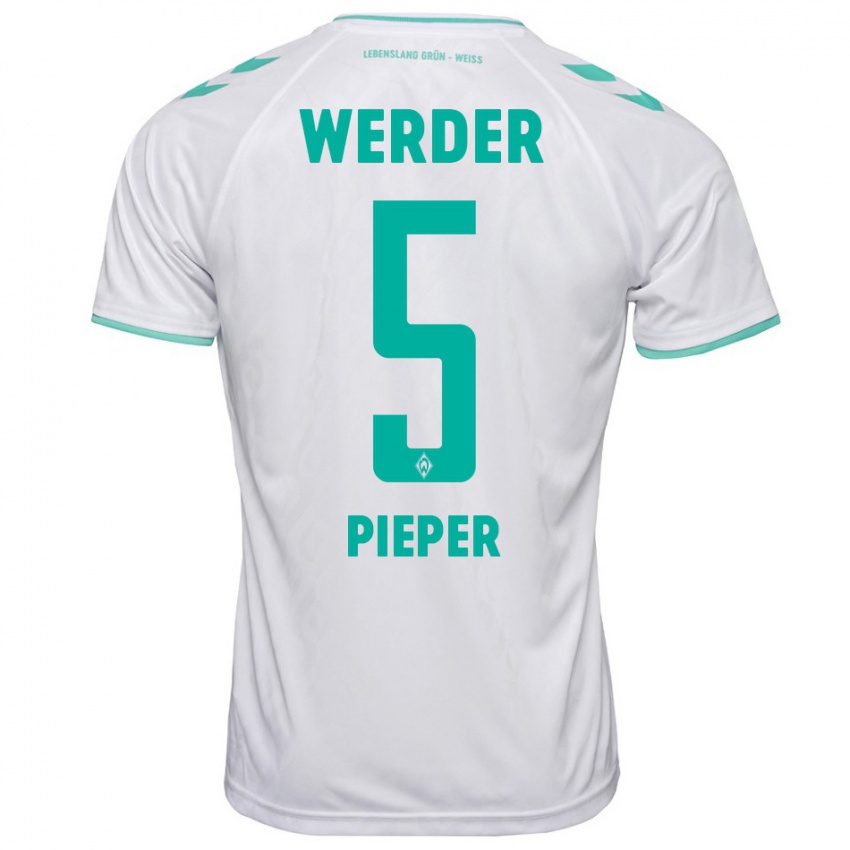 Męski Amos Pieper #5 Biały Wyjazdowa Koszulka 2023/24 Koszulki Klubowe