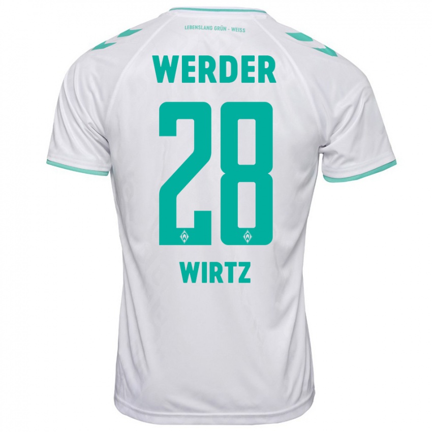 Męski Juliane Wirtz #28 Biały Wyjazdowa Koszulka 2023/24 Koszulki Klubowe
