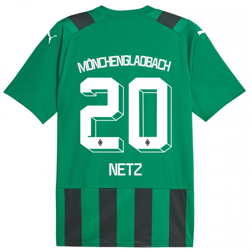 Męski Luca Netz #20 Czarny Zielony Wyjazdowa Koszulka 2023/24 Koszulki Klubowe