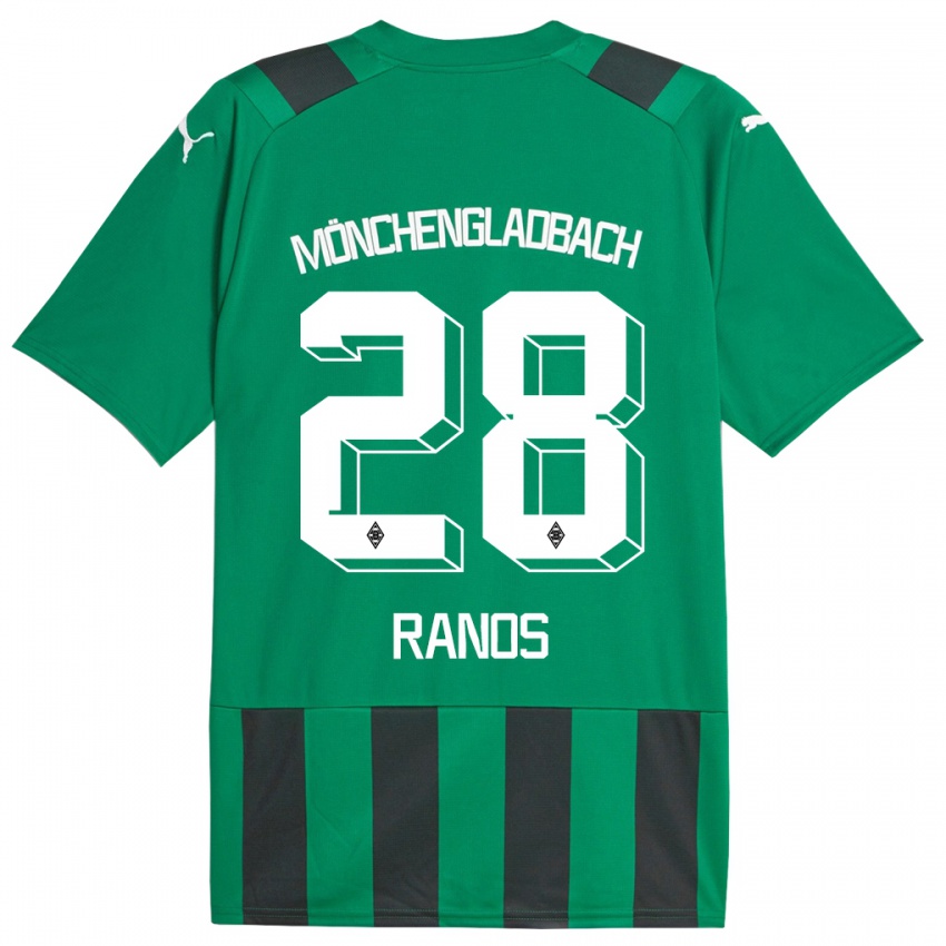 Męski Grant-Leon Ranos #28 Czarny Zielony Wyjazdowa Koszulka 2023/24 Koszulki Klubowe