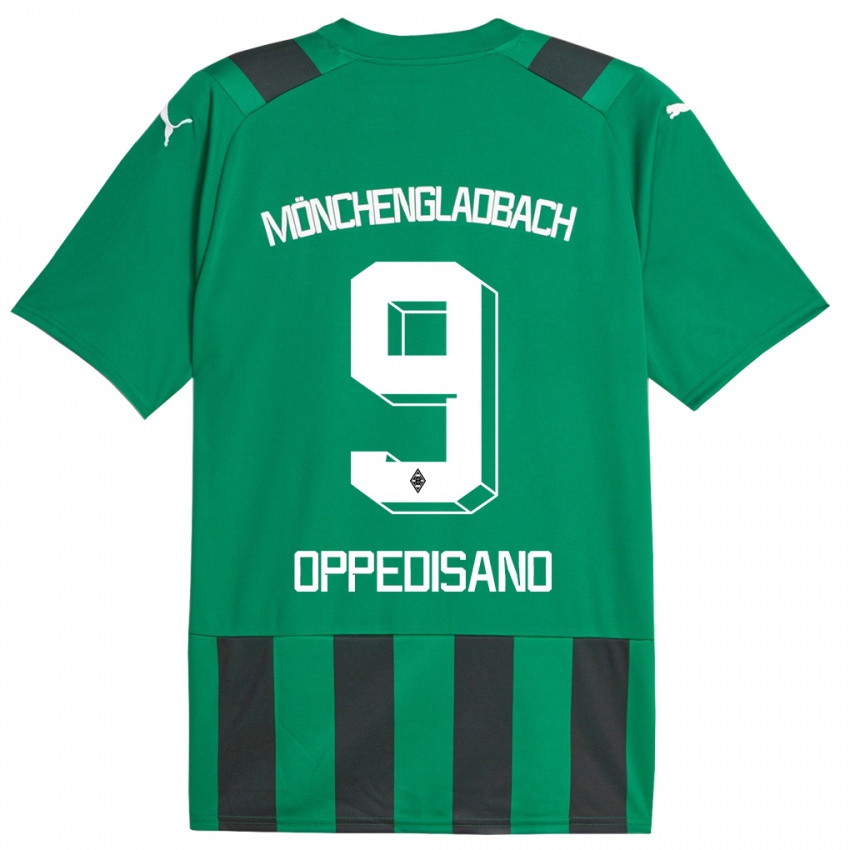 Męski Valentina Oppedisano #9 Czarny Zielony Wyjazdowa Koszulka 2023/24 Koszulki Klubowe