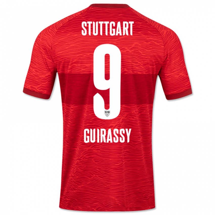 Męski Serhou Guirassy #9 Czerwony Wyjazdowa Koszulka 2023/24 Koszulki Klubowe