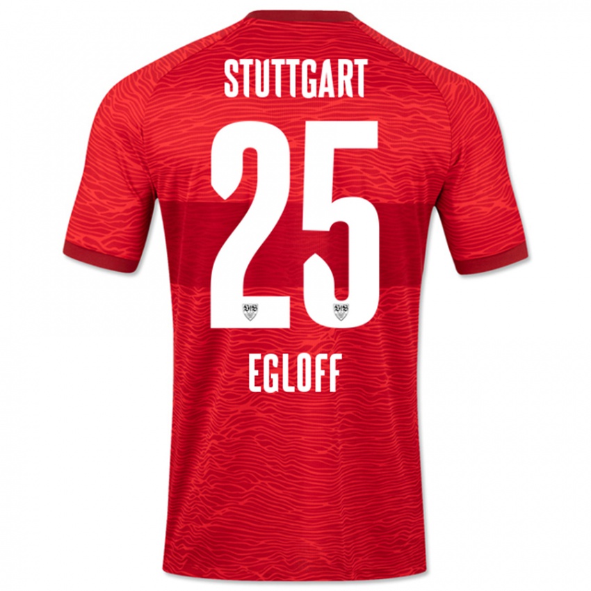 Męski Lilian Egloff #25 Czerwony Wyjazdowa Koszulka 2023/24 Koszulki Klubowe
