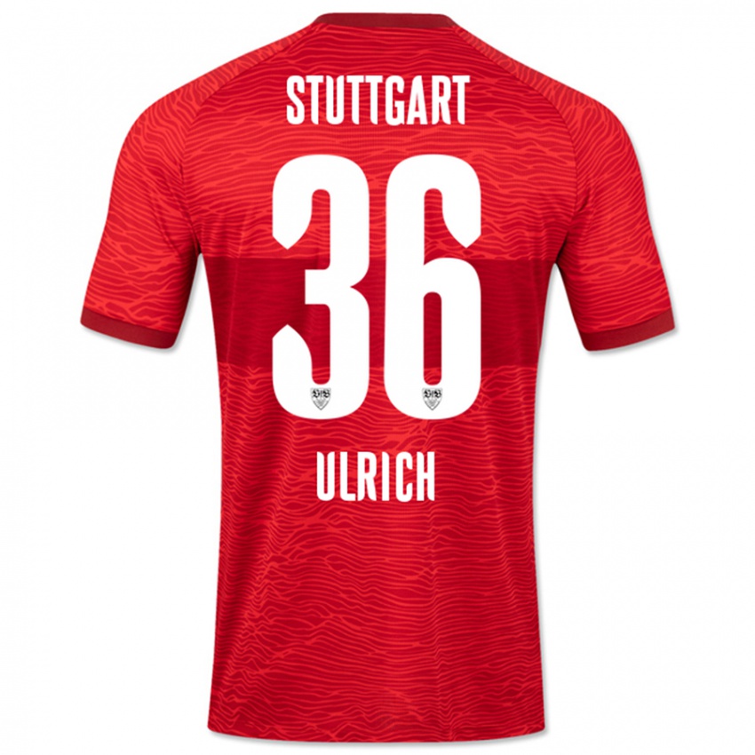 Męski Laurin Ulrich #36 Czerwony Wyjazdowa Koszulka 2023/24 Koszulki Klubowe
