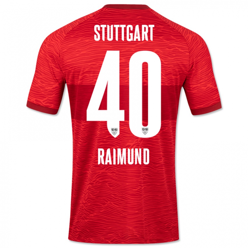 Męski Luca Raimund #40 Czerwony Wyjazdowa Koszulka 2023/24 Koszulki Klubowe