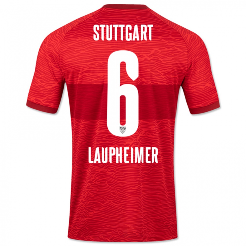 Męski Lukas Laupheimer #6 Czerwony Wyjazdowa Koszulka 2023/24 Koszulki Klubowe