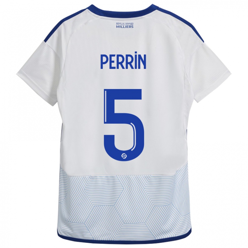 Męski Lucas Perrin #5 Biały Wyjazdowa Koszulka 2023/24 Koszulki Klubowe