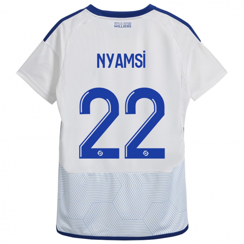 Męski Gerzino Nyamsi #22 Biały Wyjazdowa Koszulka 2023/24 Koszulki Klubowe