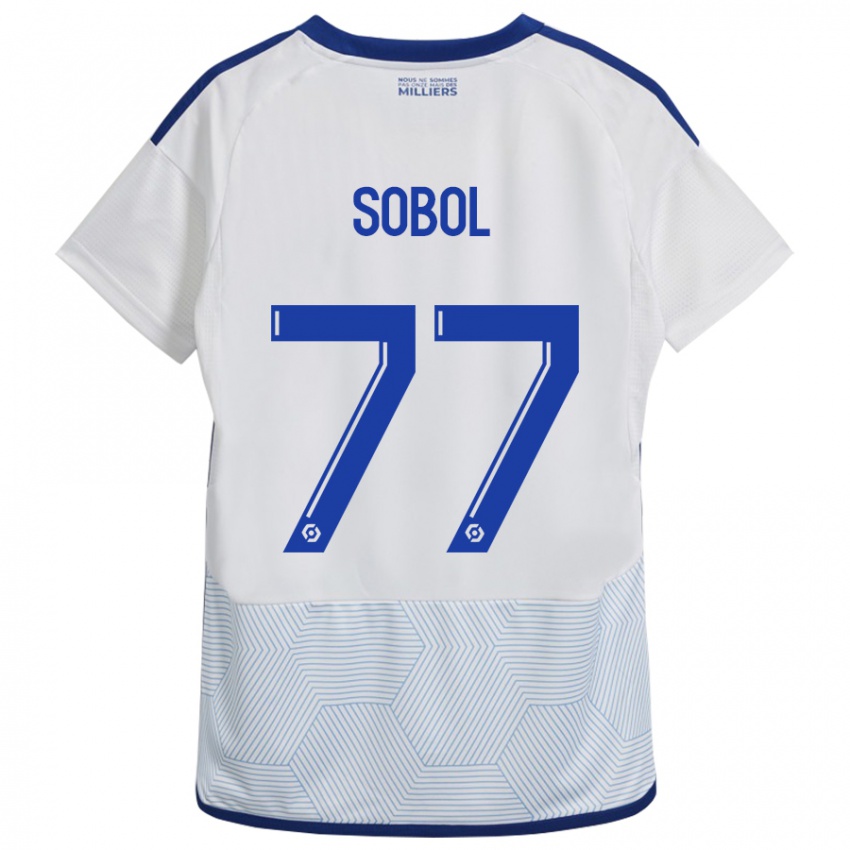 Męski Eduard Sobol #77 Biały Wyjazdowa Koszulka 2023/24 Koszulki Klubowe