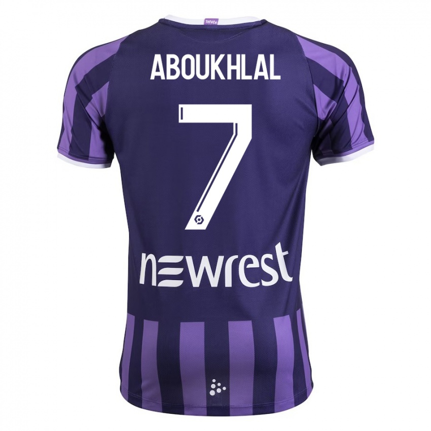 Męski Zakaria Aboukhlal #7 Purpurowy Wyjazdowa Koszulka 2023/24 Koszulki Klubowe
