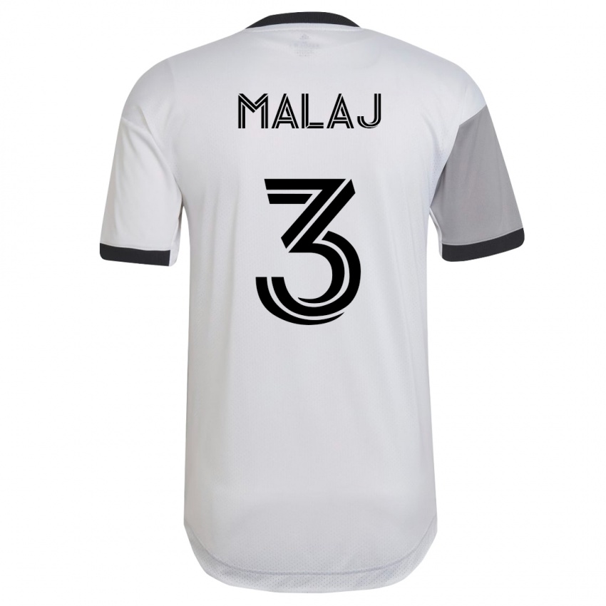 Męski Albert Malaj #3 Biały Wyjazdowa Koszulka 2023/24 Koszulki Klubowe