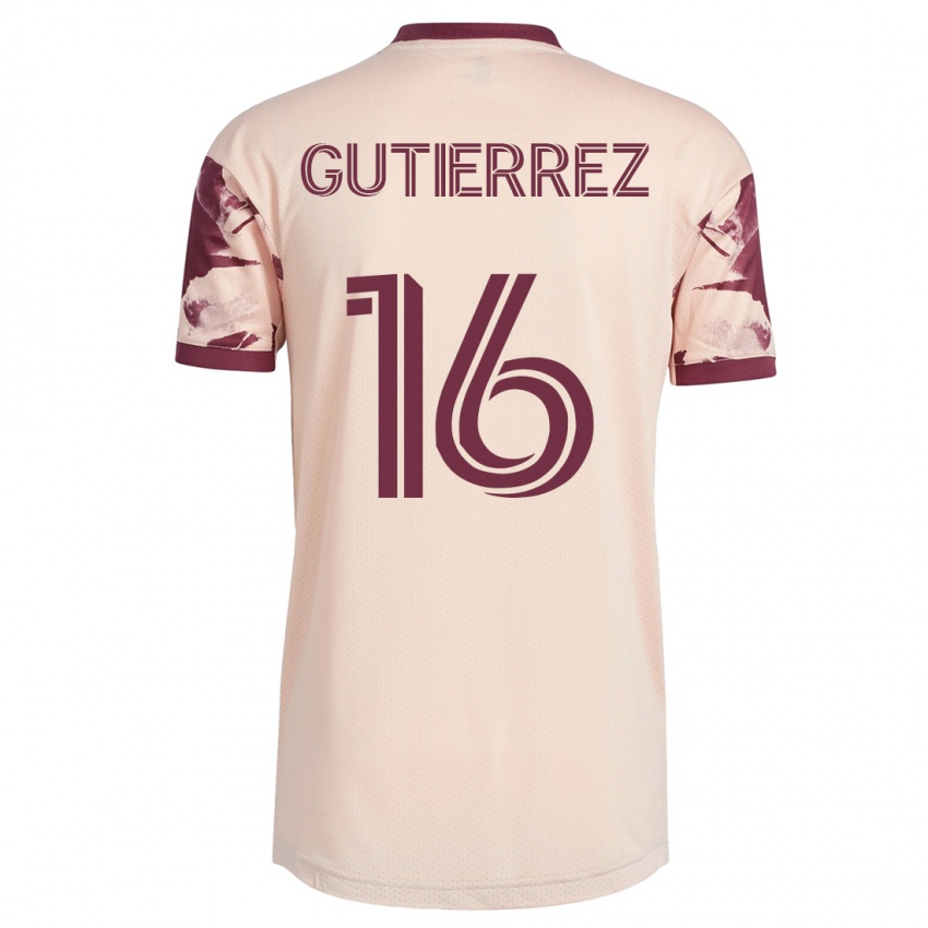Męski Diego Gutiérrez #16 Białawy Wyjazdowa Koszulka 2023/24 Koszulki Klubowe