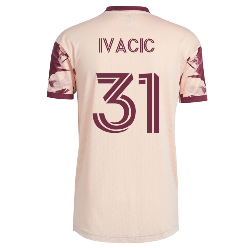 Męski Aljaz Ivacic #31 Białawy Wyjazdowa Koszulka 2023/24 Koszulki Klubowe