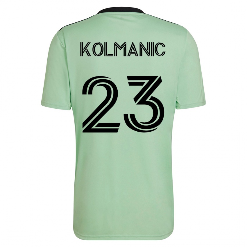 Męski Zan Kolmanic #23 Jasnozielony Wyjazdowa Koszulka 2023/24 Koszulki Klubowe