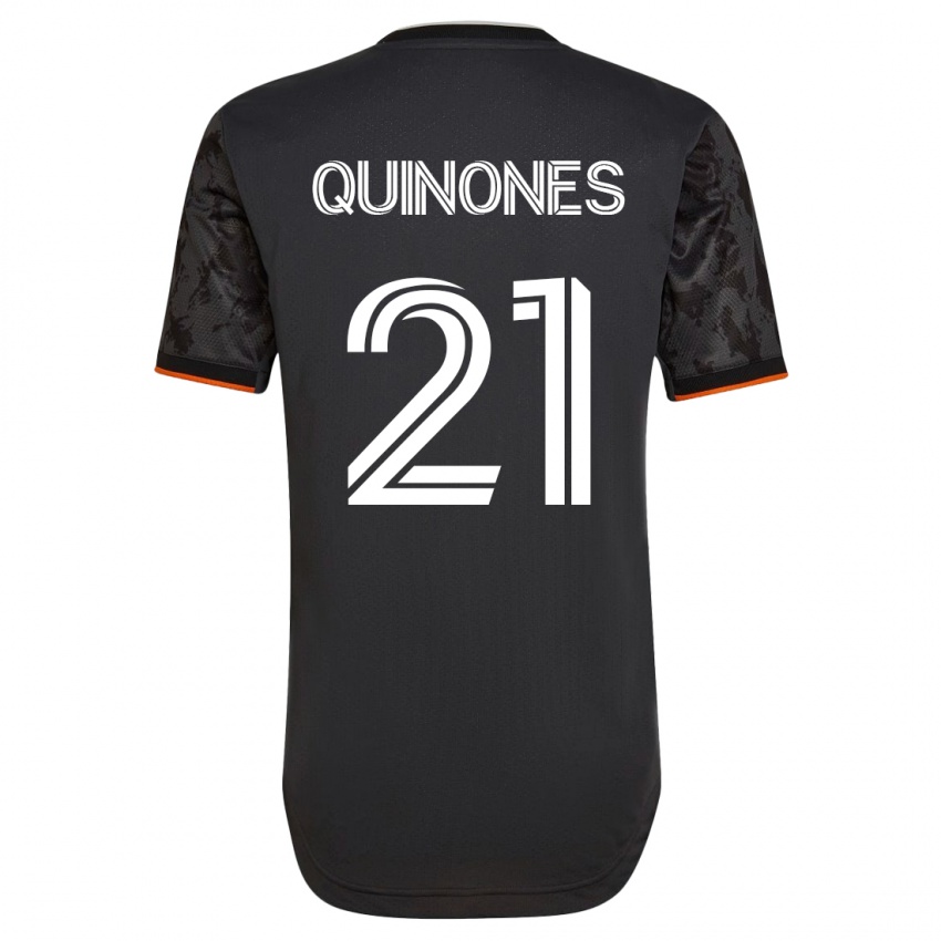 Męski Nelson Quiñónes #21 Czarny Wyjazdowa Koszulka 2023/24 Koszulki Klubowe