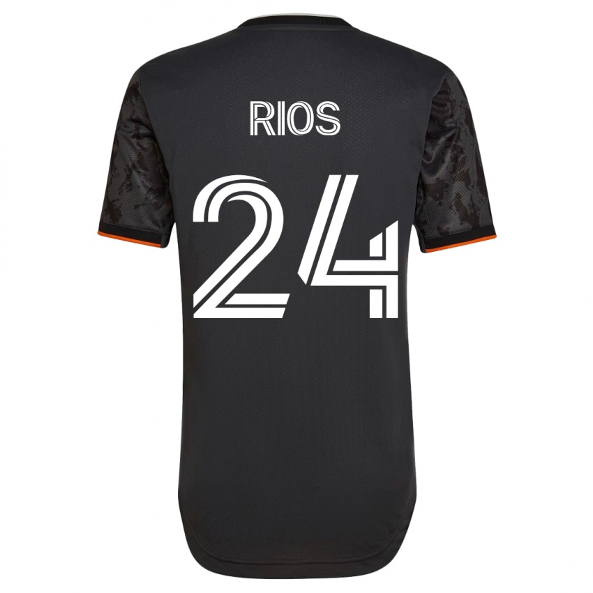 Męski Paolo Ríos #24 Czarny Wyjazdowa Koszulka 2023/24 Koszulki Klubowe