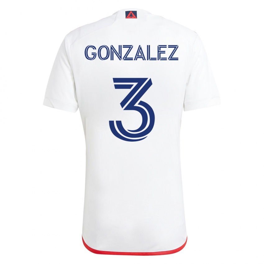 Męski Omar González #3 Biało - Czerwony Wyjazdowa Koszulka 2023/24 Koszulki Klubowe