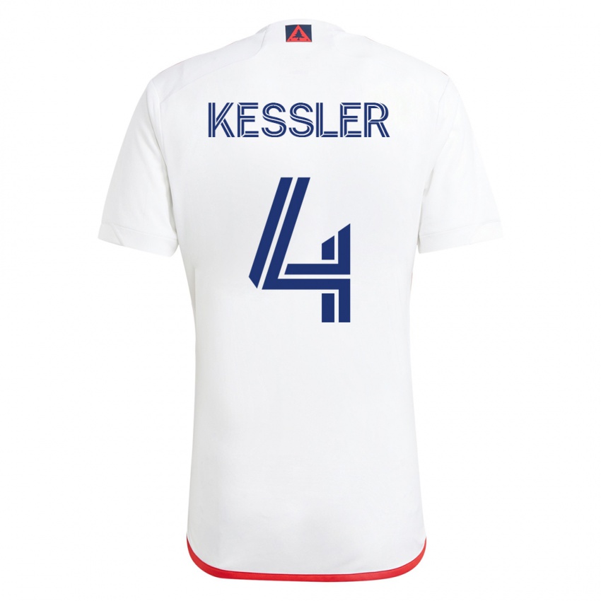 Męski Henry Kessler #4 Biało - Czerwony Wyjazdowa Koszulka 2023/24 Koszulki Klubowe